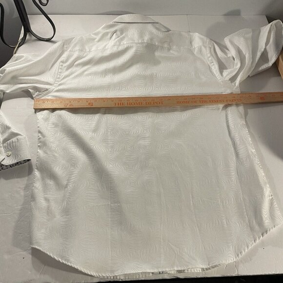 Bugatchi Uomo Shirt Men's Shaped Fit Long Sleeve Button Up White XXL Print Flip - Picture 12 of 12